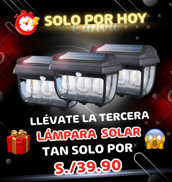 Oferta 3ra unidad Lampara 3 focos con panel solar