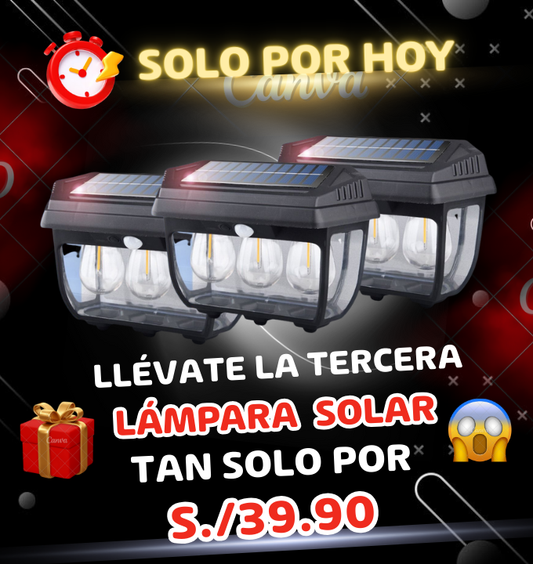 Oferta 3ra unidad Lampara 3 focos con panel solar